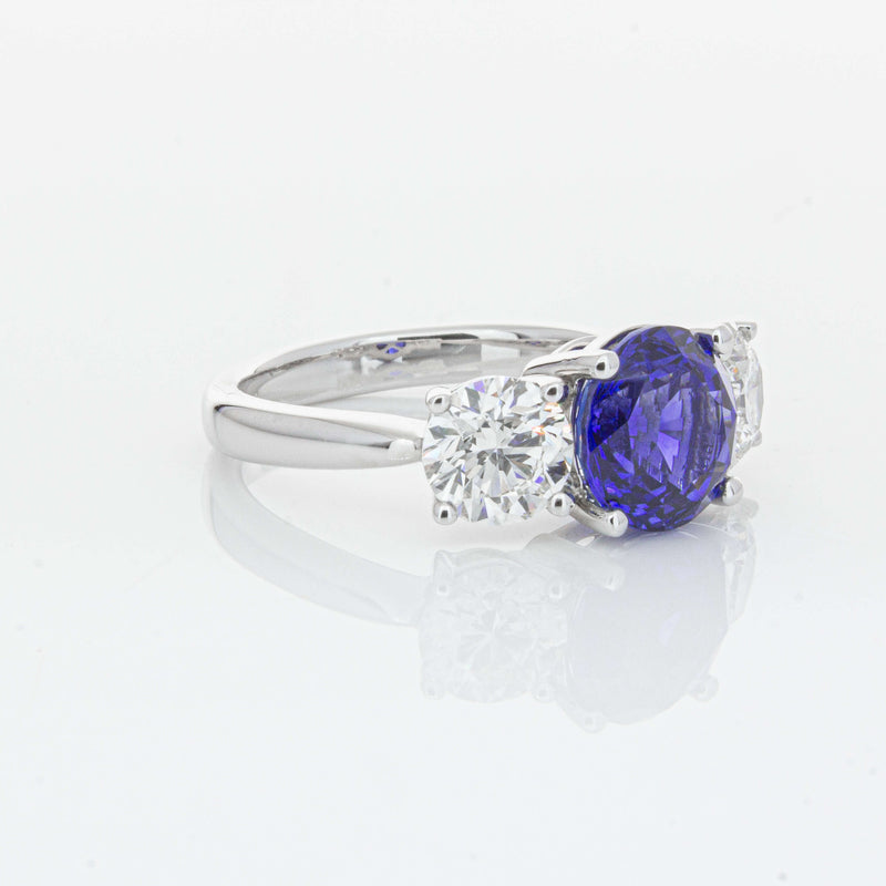 18ct White Gold 3.51ct Sapphire & Diamond Trinity Ring-Ring-Walker & Hall