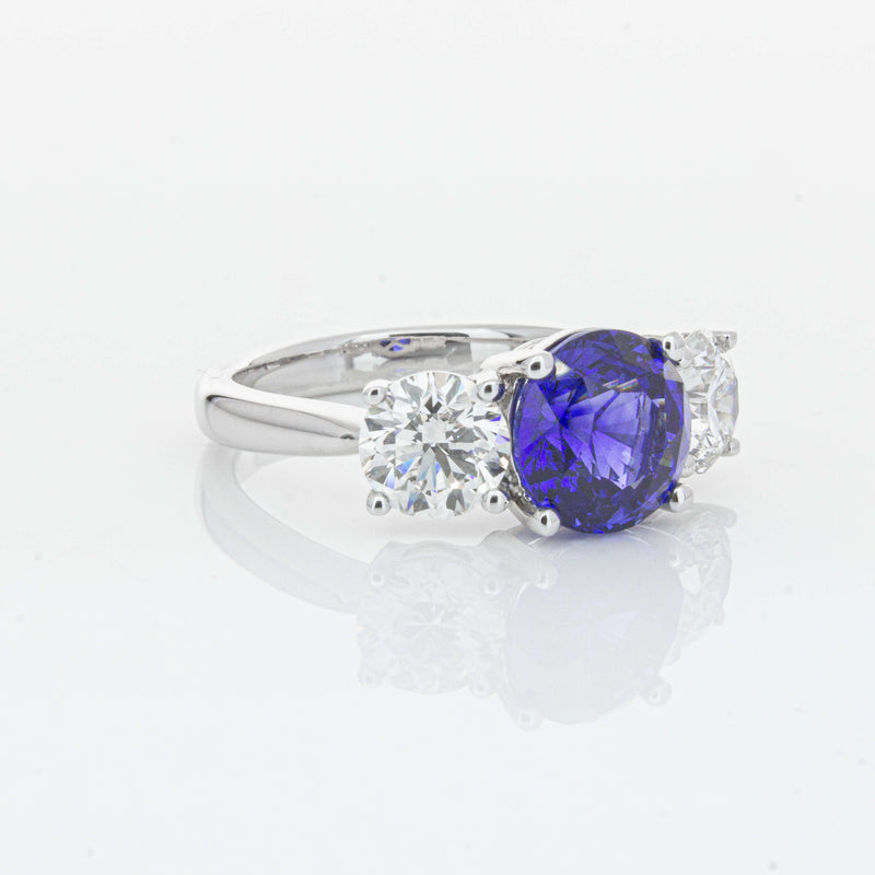 18ct White Gold 3.51ct Sapphire & Diamond Trinity Ring-Ring-Walker & Hall