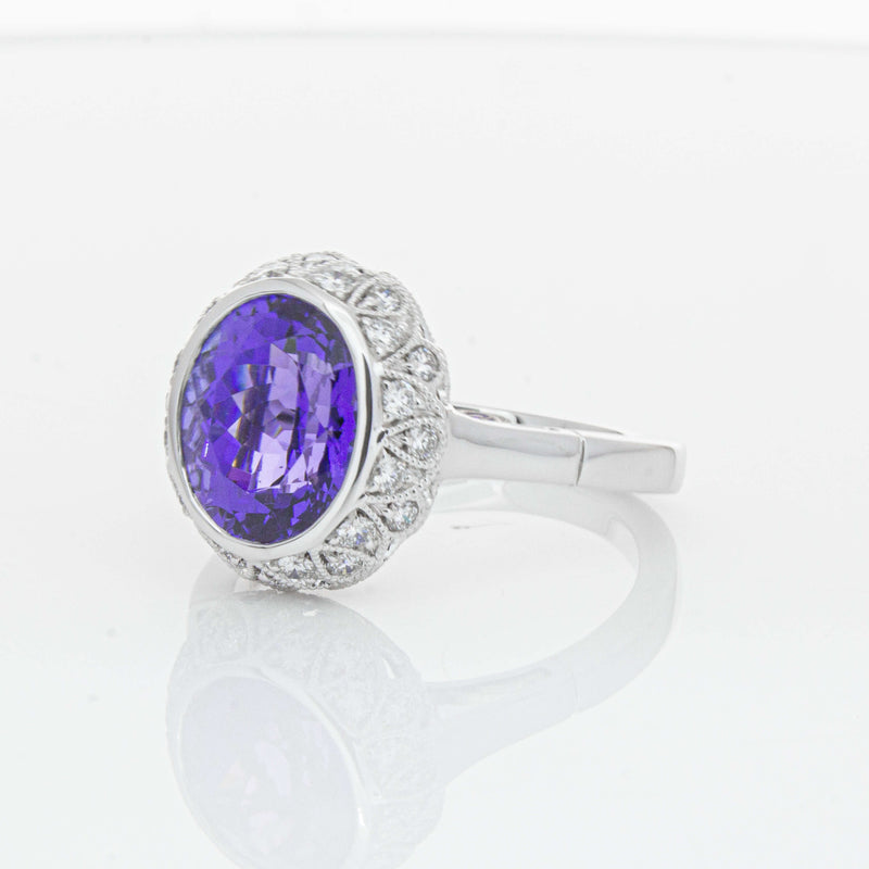 18ct White Gold 3.64ct Tanzanite & Diamond Dulce Ring-Ring-Walker & Hall