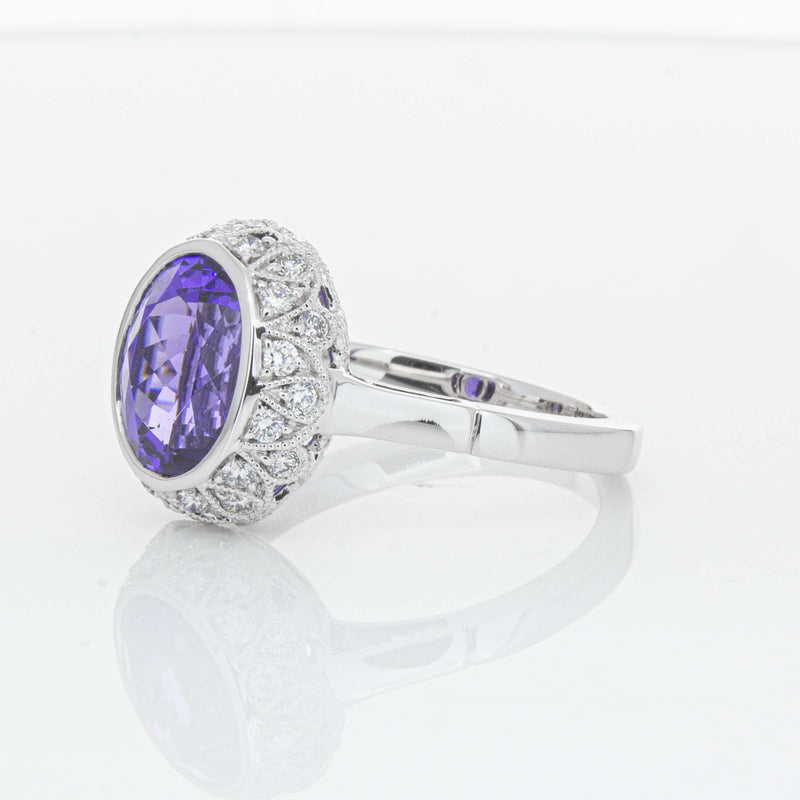 18ct White Gold 3.64ct Tanzanite & Diamond Dulce Ring-Ring-Walker & Hall