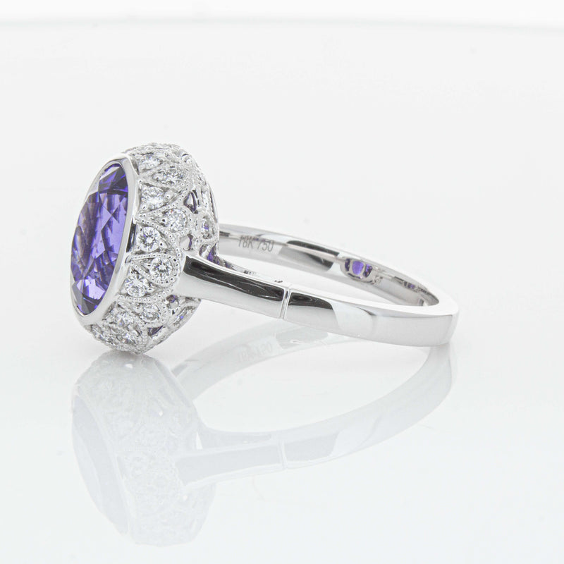 18ct White Gold 3.64ct Tanzanite & Diamond Dulce Ring-Ring-Walker & Hall