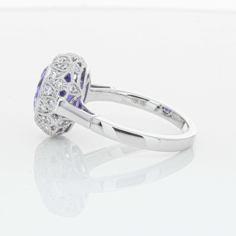 18ct White Gold 3.64ct Tanzanite & Diamond Dulce Ring-Ring-Walker & Hall