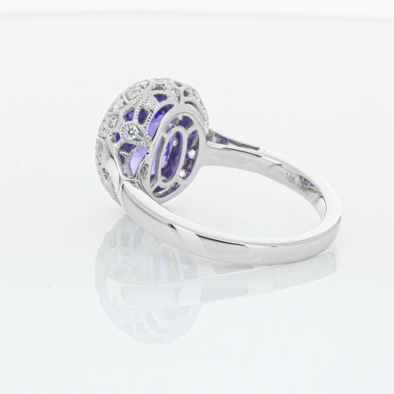 18ct White Gold 3.64ct Tanzanite & Diamond Dulce Ring-Ring-Walker & Hall