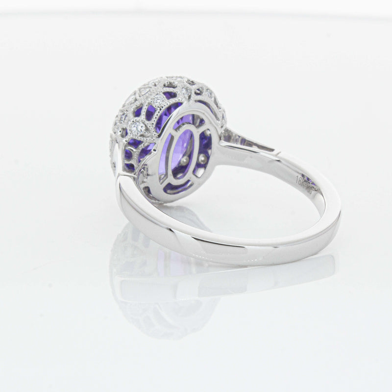 18ct White Gold 3.64ct Tanzanite & Diamond Dulce Ring-Ring-Walker & Hall
