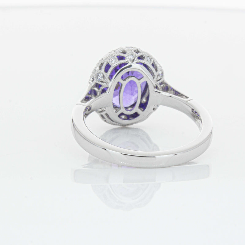 18ct White Gold 3.64ct Tanzanite & Diamond Dulce Ring-Ring-Walker & Hall