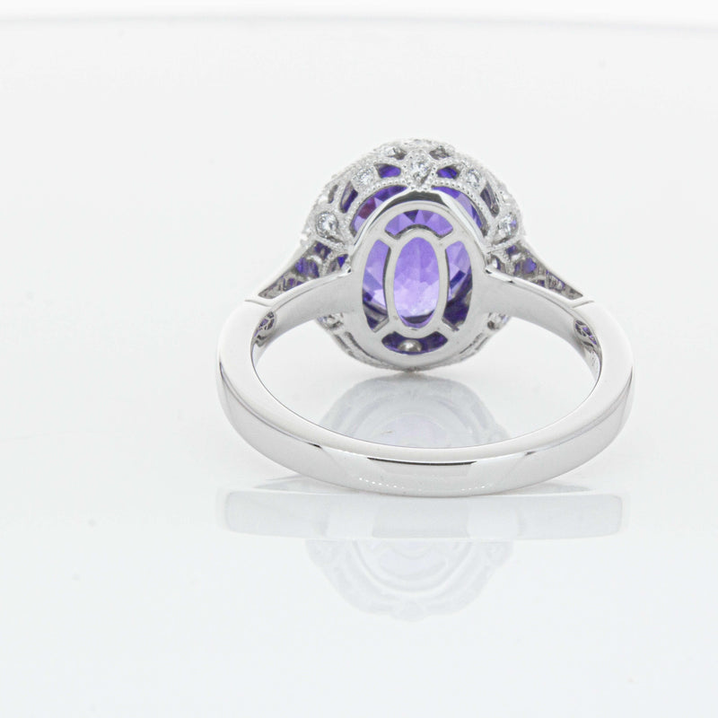18ct White Gold 3.64ct Tanzanite & Diamond Dulce Ring-Ring-Walker & Hall