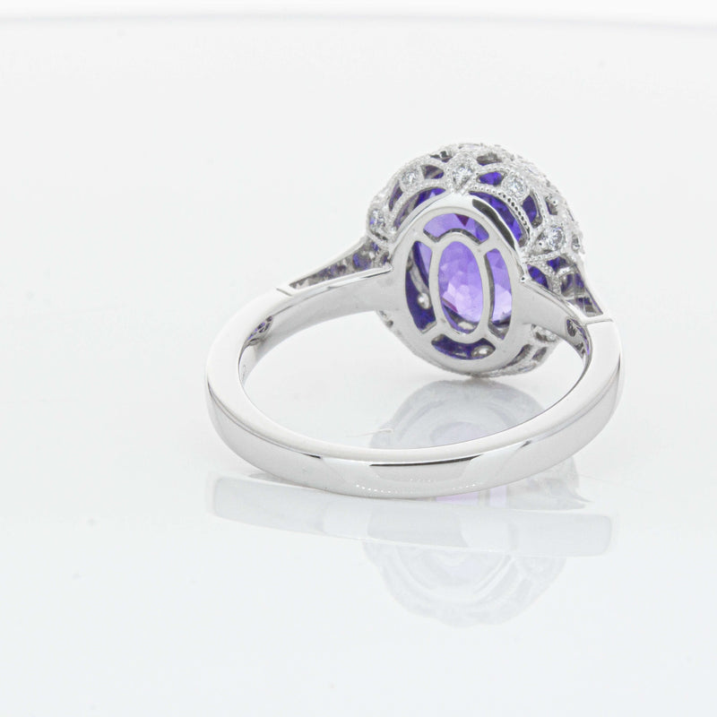 18ct White Gold 3.64ct Tanzanite & Diamond Dulce Ring-Ring-Walker & Hall