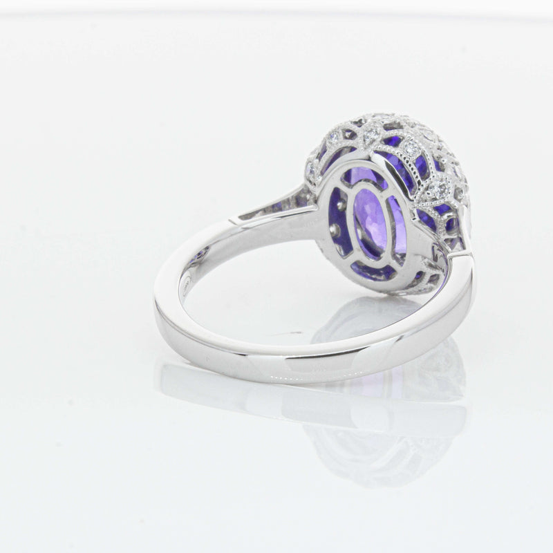 18ct White Gold 3.64ct Tanzanite & Diamond Dulce Ring-Ring-Walker & Hall