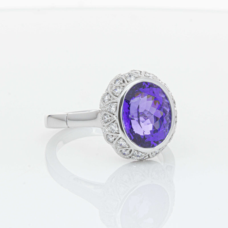 18ct White Gold 3.64ct Tanzanite & Diamond Dulce Ring-Ring-Walker & Hall