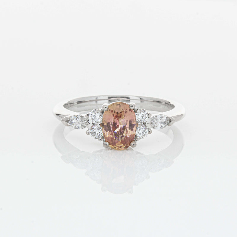 18ct White Gold 1.06ct Pink Sapphire & Diamond Oriana Ring-Ring-Walker & Hall