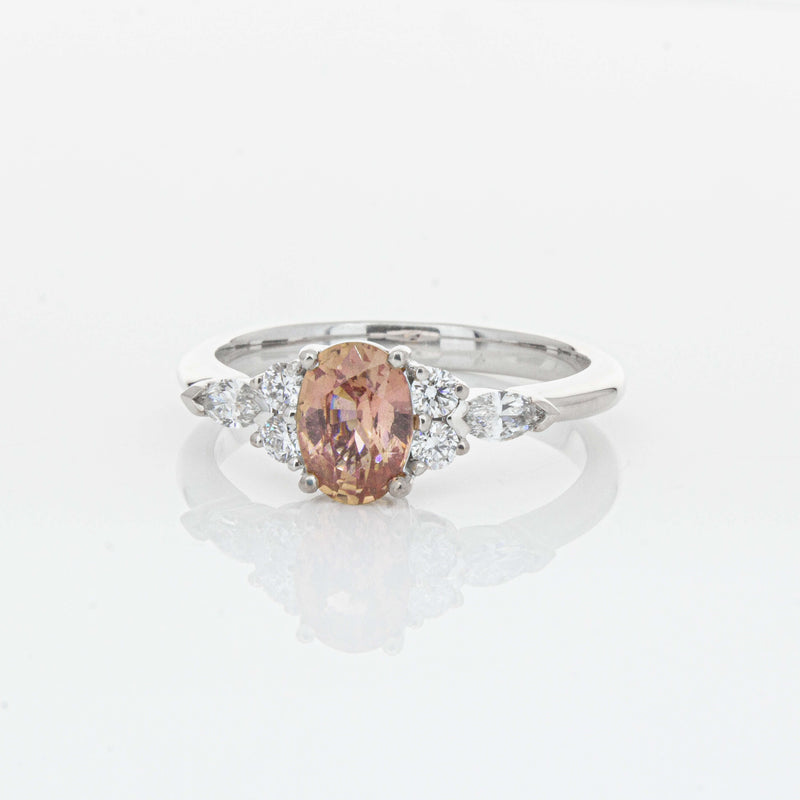 18ct White Gold 1.06ct Pink Sapphire & Diamond Oriana Ring-Ring-Walker & Hall