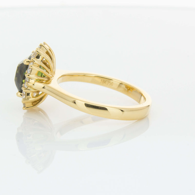 18ct Yellow Gold 3.56ct Green Sapphire & Diamond Belle Ring-Ring-Walker & Hall