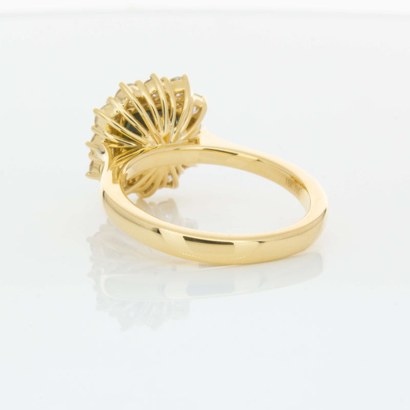 18ct Yellow Gold 3.56ct Green Sapphire & Diamond Belle Ring-Ring-Walker & Hall