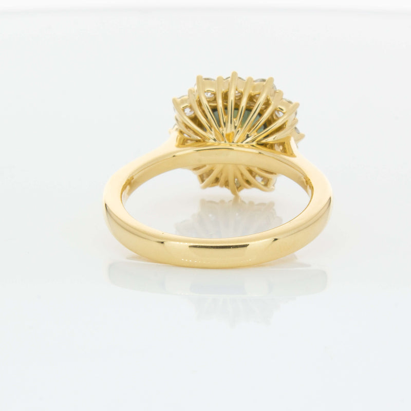 18ct Yellow Gold 3.56ct Green Sapphire & Diamond Belle Ring-Ring-Walker & Hall