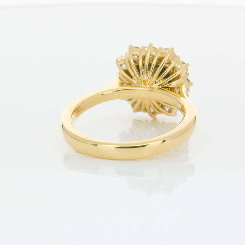 18ct Yellow Gold 3.56ct Green Sapphire & Diamond Belle Ring-Ring-Walker & Hall