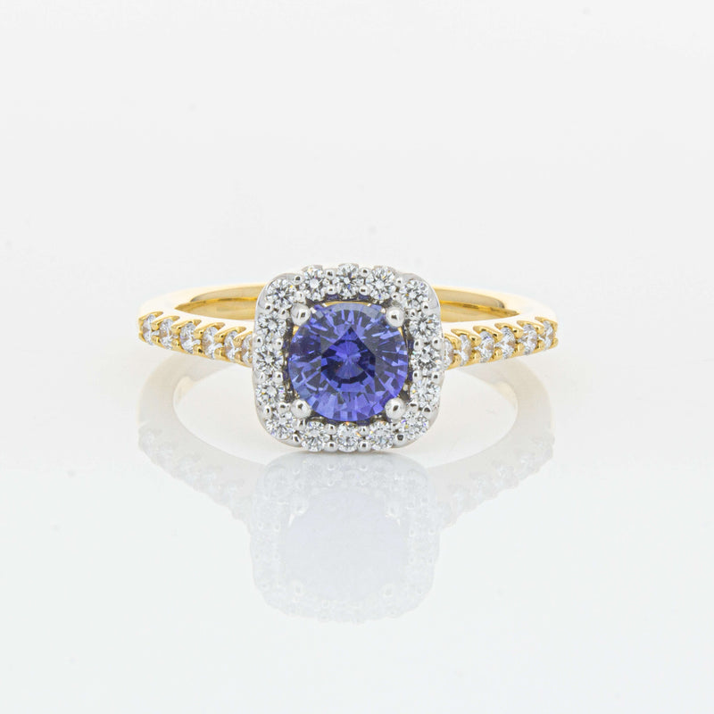 18ct Yellow Gold .83ct Sapphire & Diamond Manhattan Ring-Ring-Walker & Hall