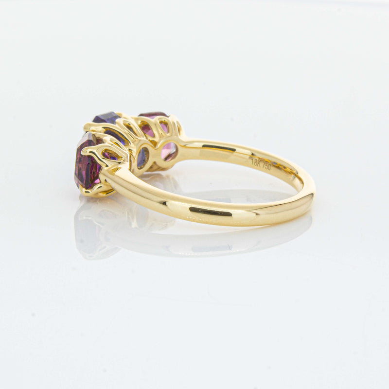18ct Yellow Gold Three Stone Tanzanite & Tourmaline Octavia Ring-Ring-Walker & Hall