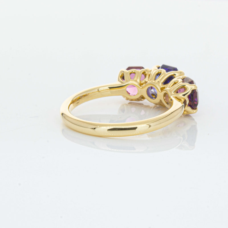 18ct Yellow Gold Three Stone Tanzanite & Tourmaline Octavia Ring-Ring-Walker & Hall