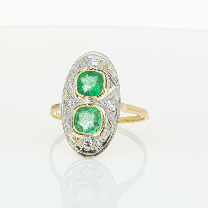 Deja Vu 15ct Yellow Gold .90ct Emerald & Diamond Ring-Ring-Walker & Hall