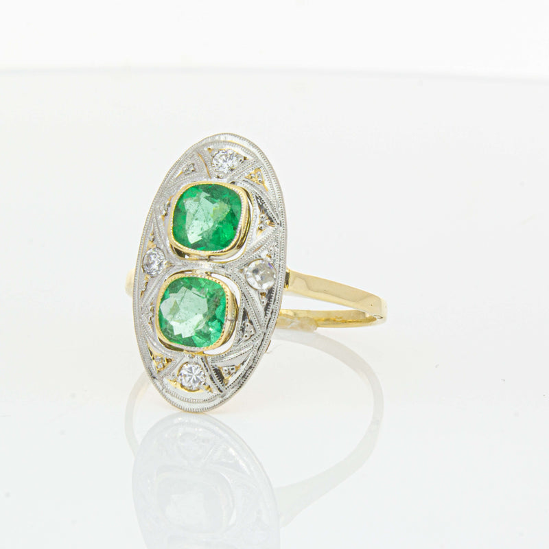 Deja Vu 15ct Yellow Gold .90ct Emerald & Diamond Ring-Ring-Walker & Hall