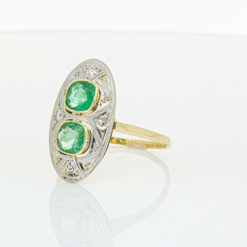Deja Vu 15ct Yellow Gold .90ct Emerald & Diamond Ring-Ring-Walker & Hall