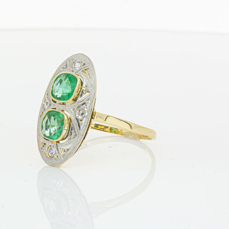 Deja Vu 15ct Yellow Gold .90ct Emerald & Diamond Ring-Ring-Walker & Hall