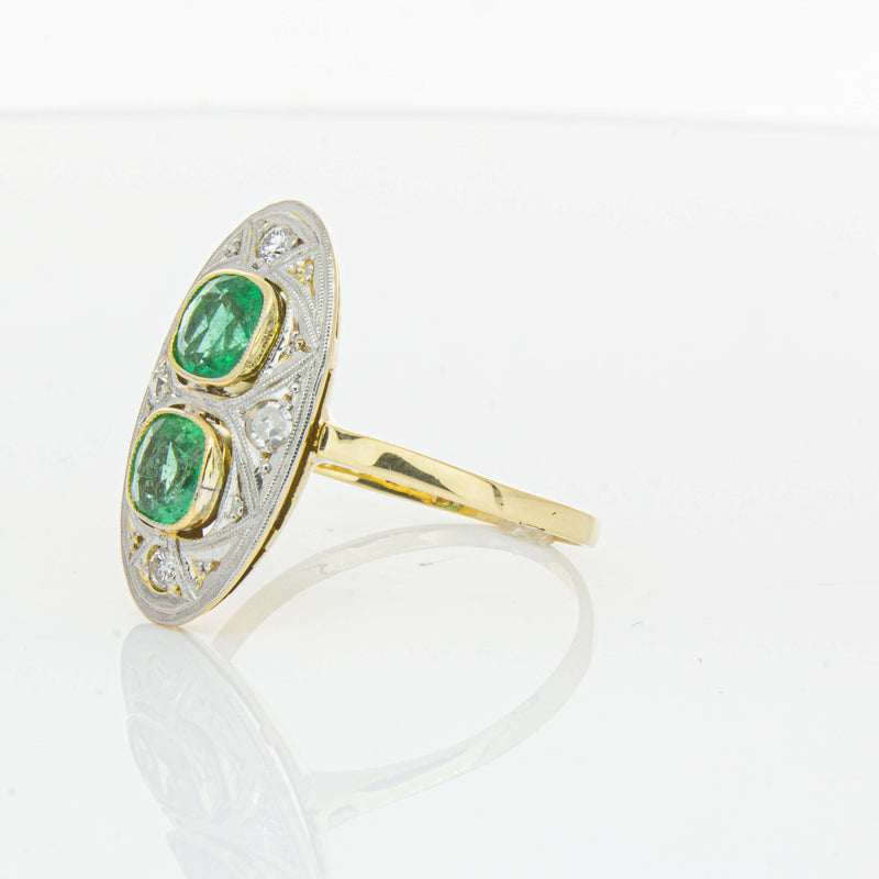 Deja Vu 15ct Yellow Gold .90ct Emerald & Diamond Ring-Ring-Walker & Hall