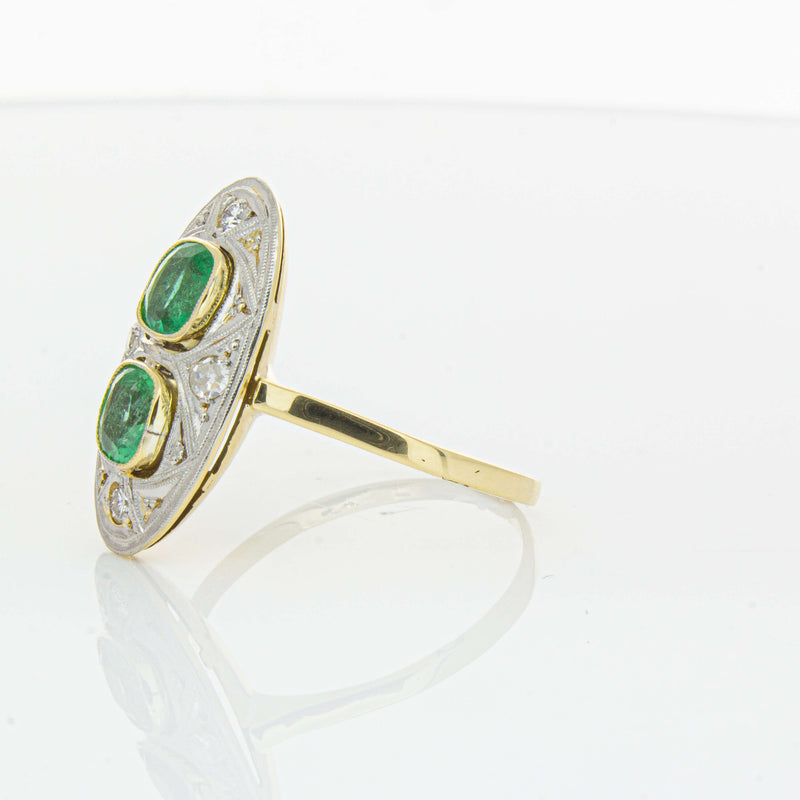 Deja Vu 15ct Yellow Gold .90ct Emerald & Diamond Ring-Ring-Walker & Hall