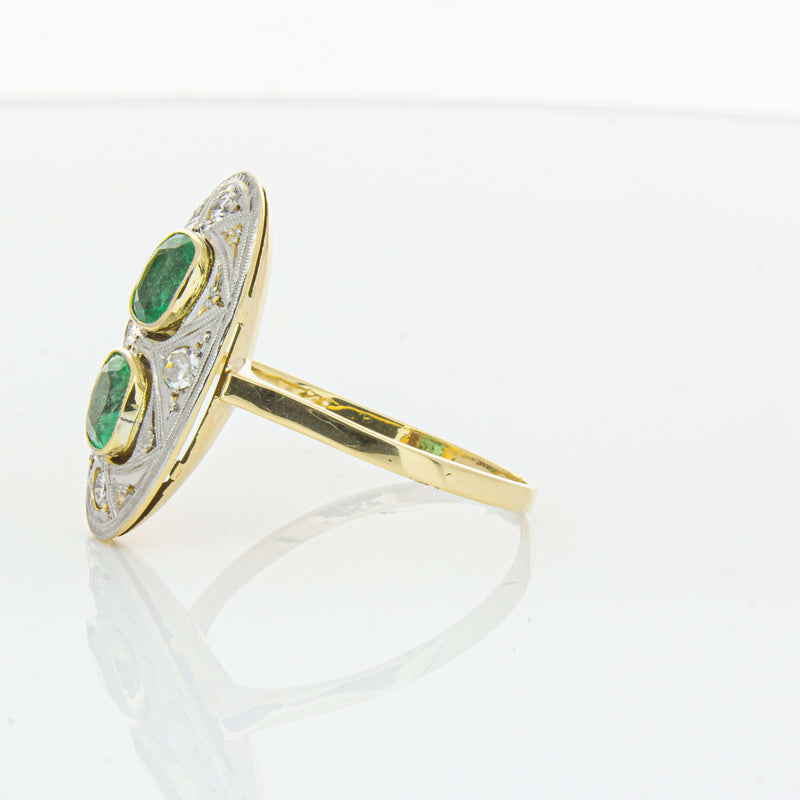 Deja Vu 15ct Yellow Gold .90ct Emerald & Diamond Ring-Ring-Walker & Hall