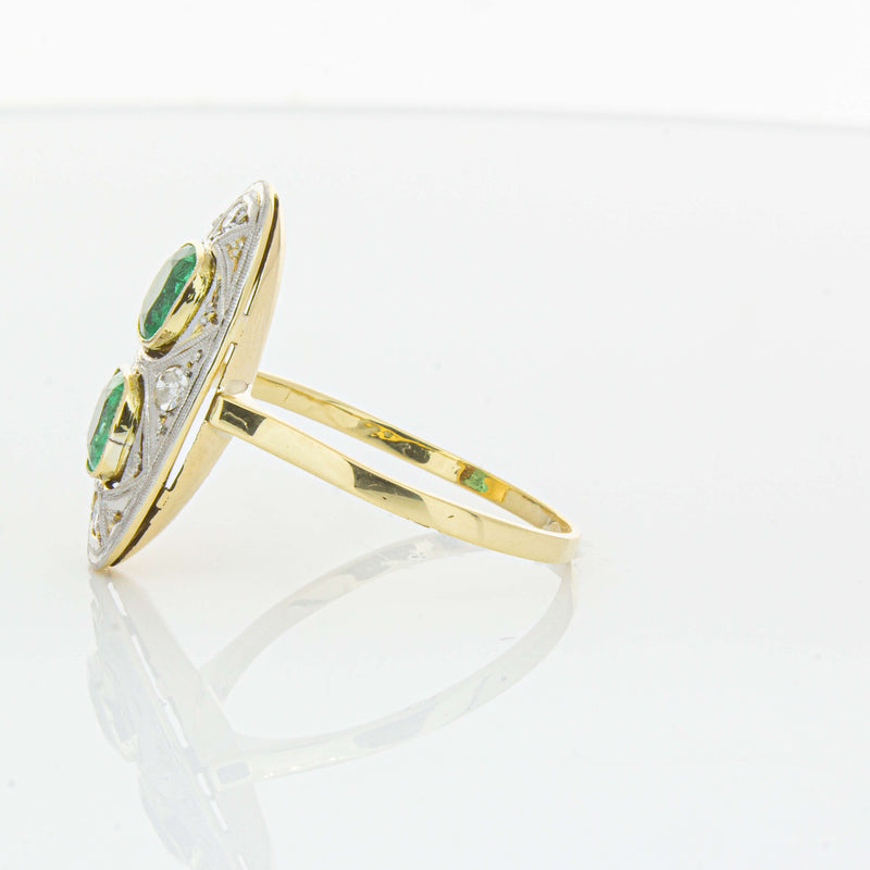 Deja Vu 15ct Yellow Gold .90ct Emerald & Diamond Ring-Ring-Walker & Hall