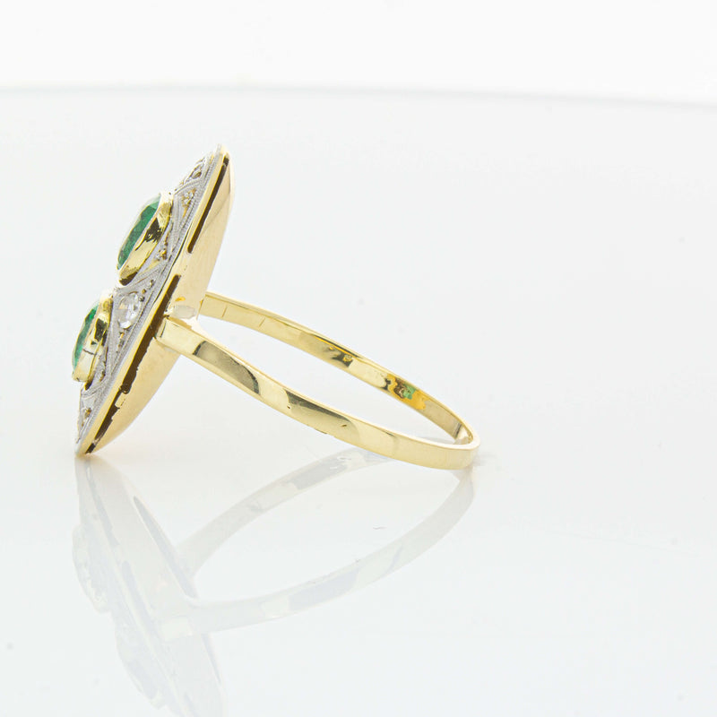 Deja Vu 15ct Yellow Gold .90ct Emerald & Diamond Ring-Ring-Walker & Hall