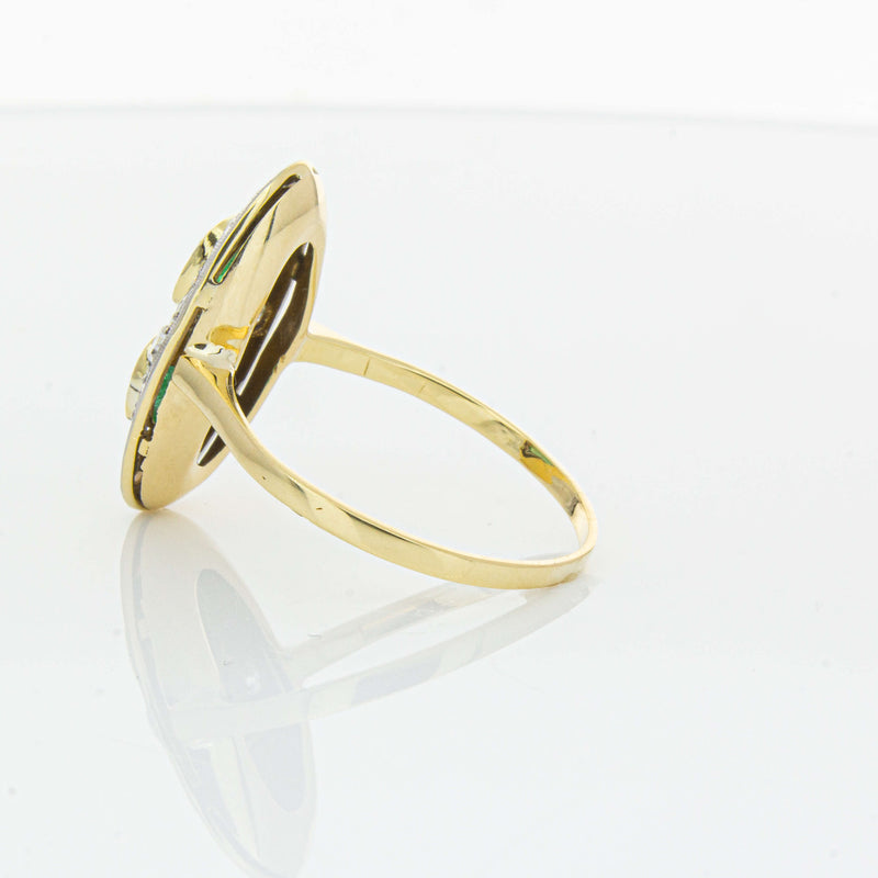 Deja Vu 15ct Yellow Gold .90ct Emerald & Diamond Ring-Ring-Walker & Hall