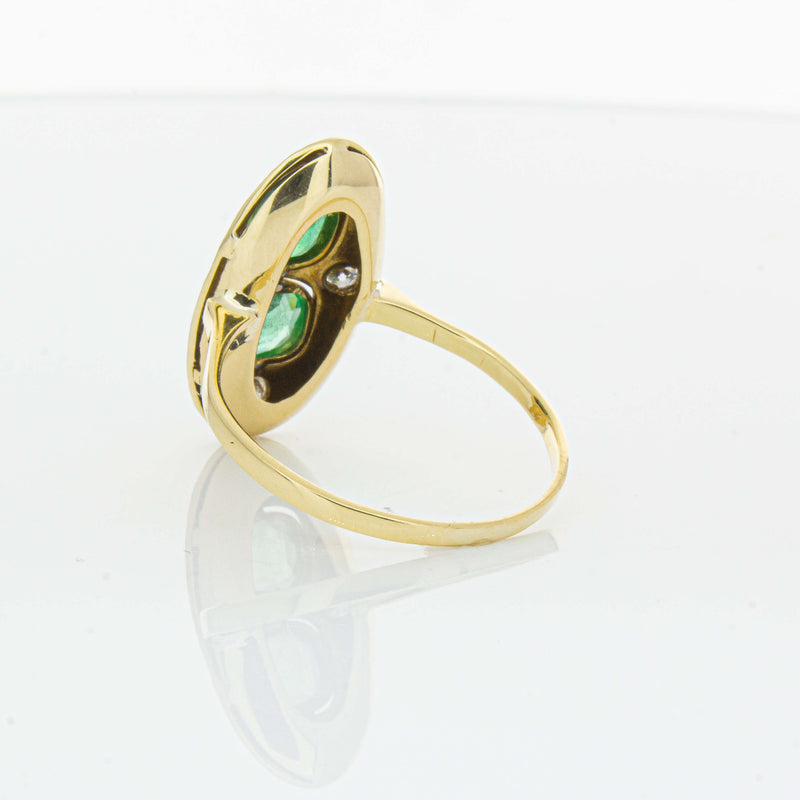 Deja Vu 15ct Yellow Gold .90ct Emerald & Diamond Ring-Ring-Walker & Hall