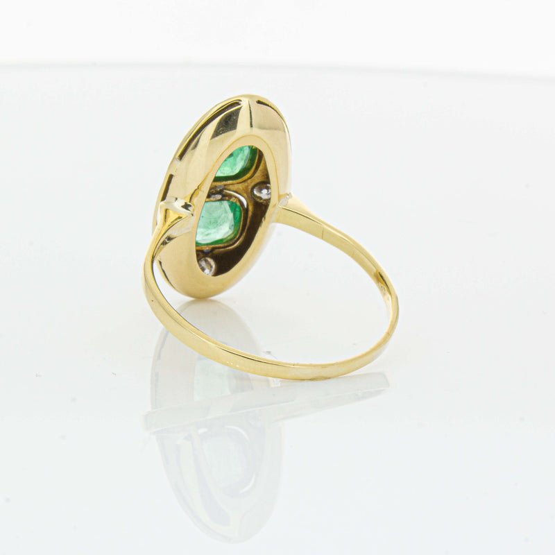 Deja Vu 15ct Yellow Gold .90ct Emerald & Diamond Ring-Ring-Walker & Hall