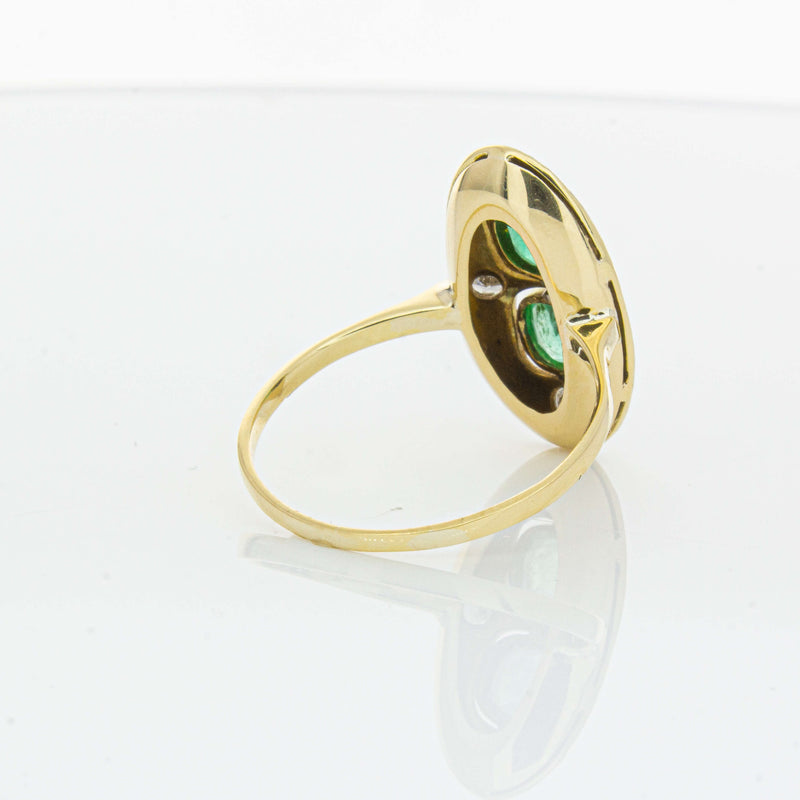 Deja Vu 15ct Yellow Gold .90ct Emerald & Diamond Ring-Ring-Walker & Hall