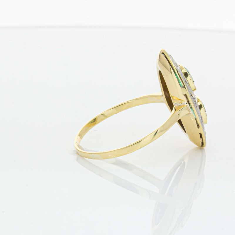 Deja Vu 15ct Yellow Gold .90ct Emerald & Diamond Ring-Ring-Walker & Hall