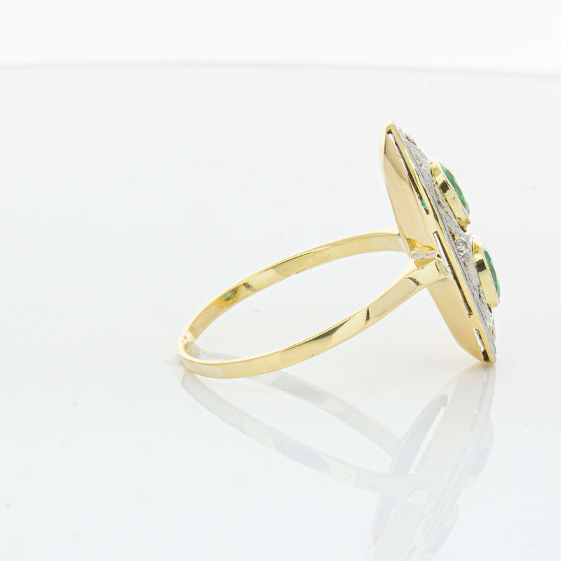 Deja Vu 15ct Yellow Gold .90ct Emerald & Diamond Ring-Ring-Walker & Hall