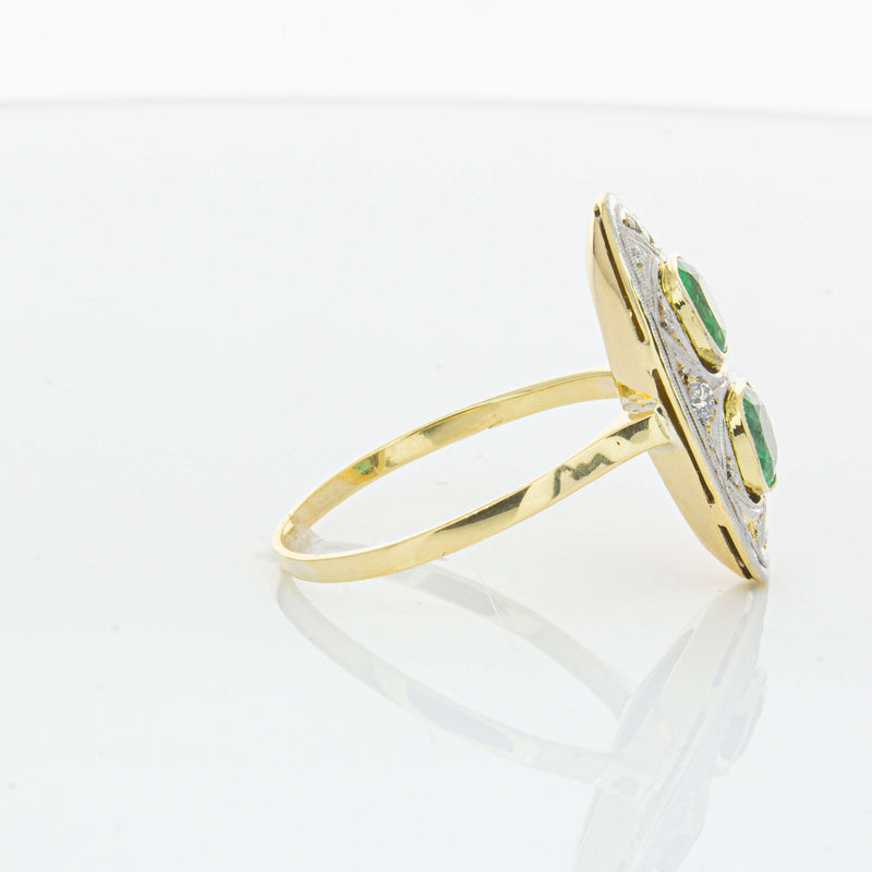 Deja Vu 15ct Yellow Gold .90ct Emerald & Diamond Ring-Ring-Walker & Hall