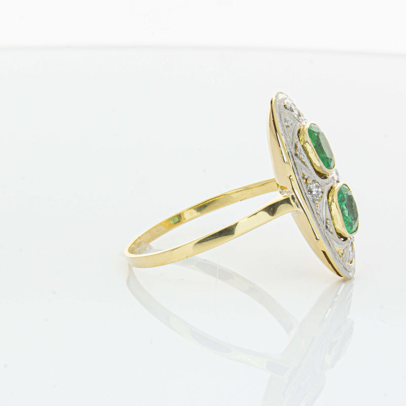 Deja Vu 15ct Yellow Gold .90ct Emerald & Diamond Ring-Ring-Walker & Hall
