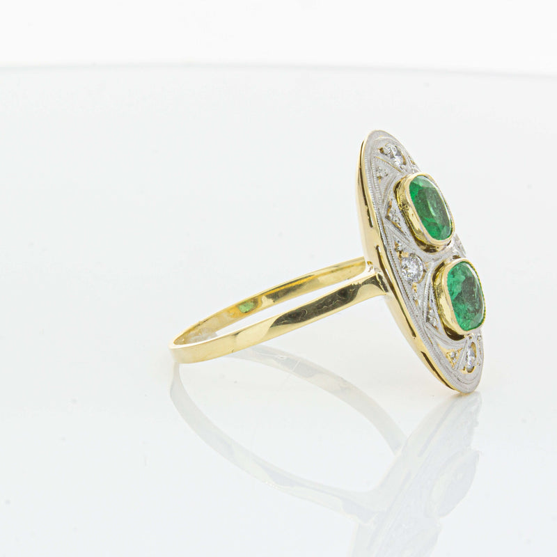 Deja Vu 15ct Yellow Gold .90ct Emerald & Diamond Ring-Ring-Walker & Hall