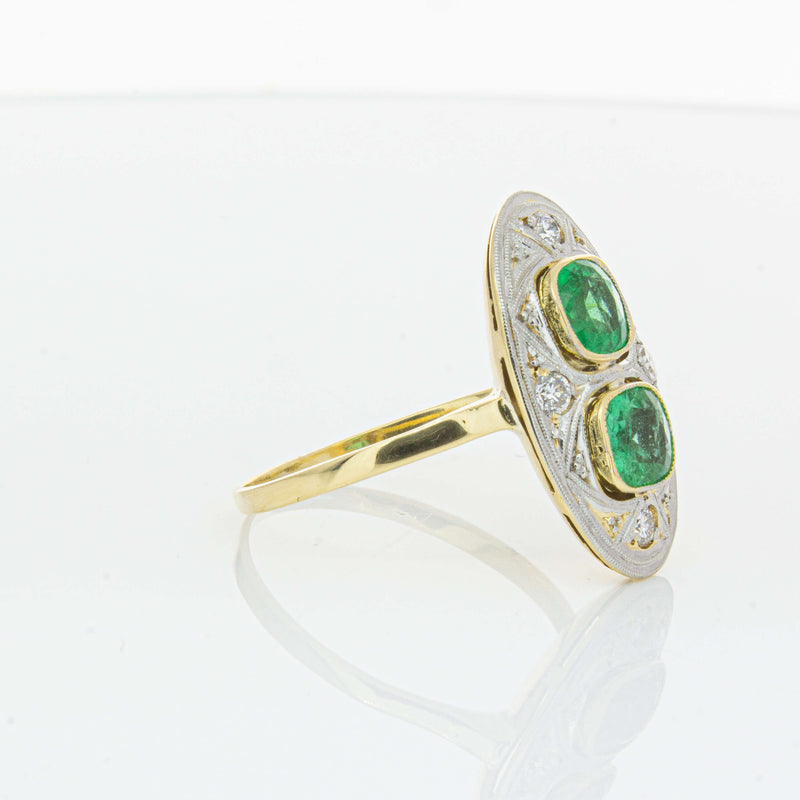 Deja Vu 15ct Yellow Gold .90ct Emerald & Diamond Ring-Ring-Walker & Hall