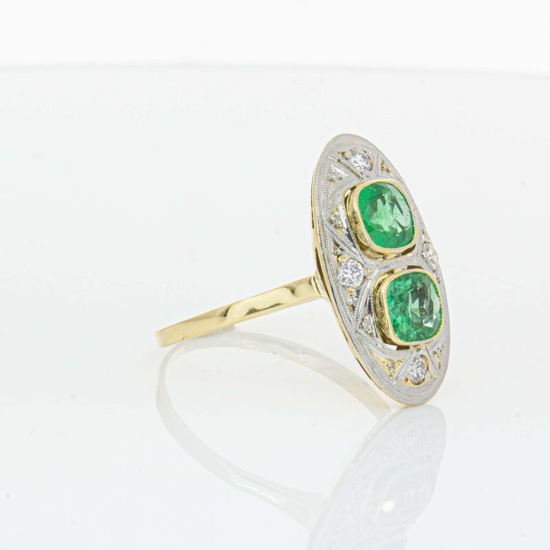 Deja Vu 15ct Yellow Gold .90ct Emerald & Diamond Ring-Ring-Walker & Hall