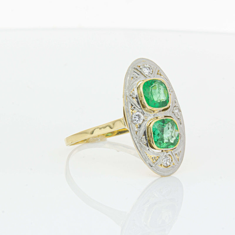 Deja Vu 15ct Yellow Gold .90ct Emerald & Diamond Ring-Ring-Walker & Hall