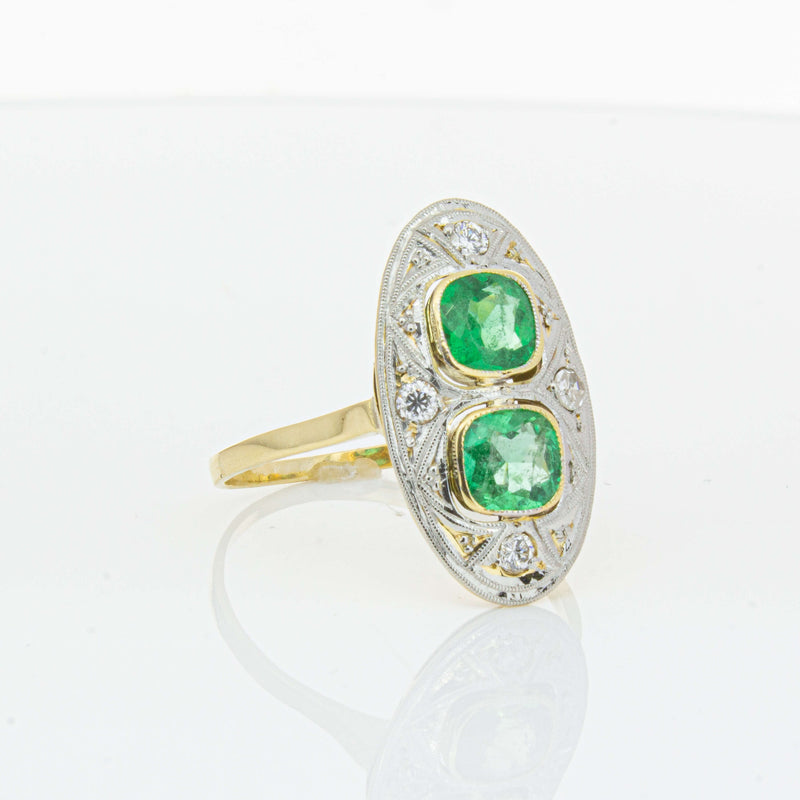 Deja Vu 15ct Yellow Gold .90ct Emerald & Diamond Ring-Ring-Walker & Hall