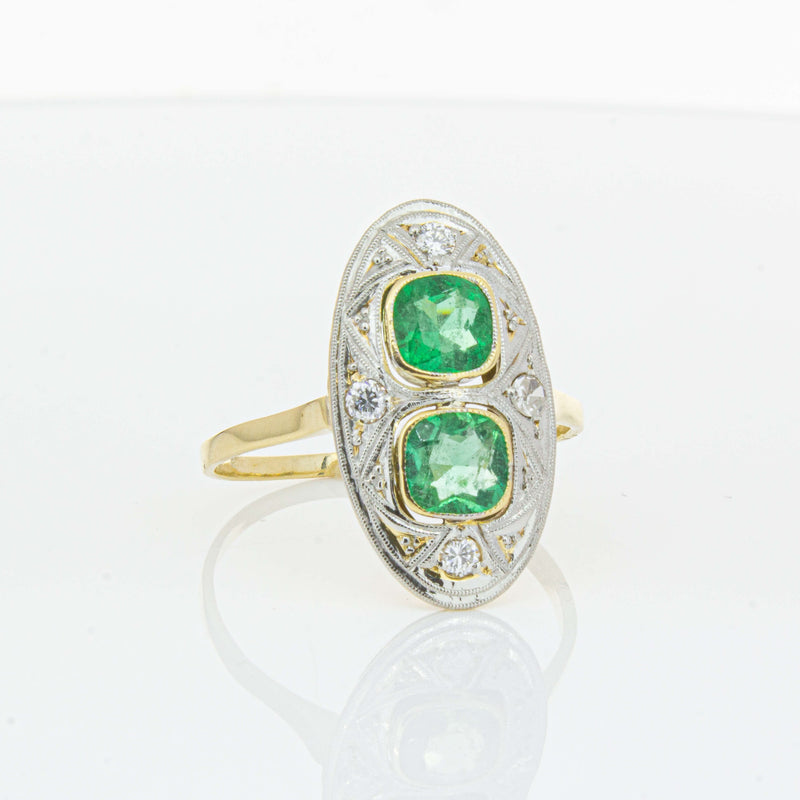 Deja Vu 15ct Yellow Gold .90ct Emerald & Diamond Ring-Ring-Walker & Hall