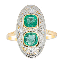 Deja Vu 15ct Yellow Gold .90ct Emerald & Diamond Ring-Ring-Walker & Hall