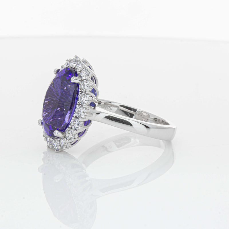 18ct White Gold 7.15ct Tanzanite & Diamond Belle Ring-Ring-Walker & Hall