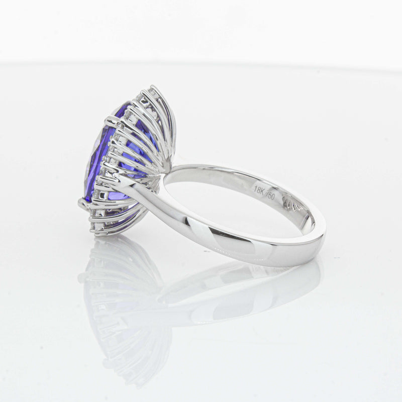 18ct White Gold 7.15ct Tanzanite & Diamond Belle Ring-Ring-Walker & Hall