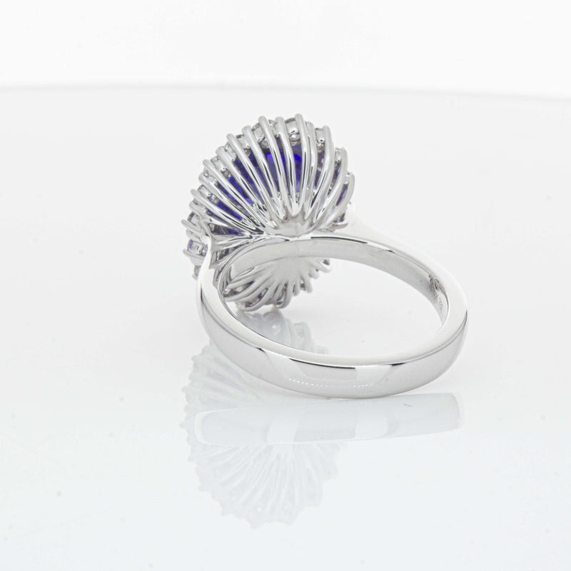 18ct White Gold 7.15ct Tanzanite & Diamond Belle Ring-Ring-Walker & Hall