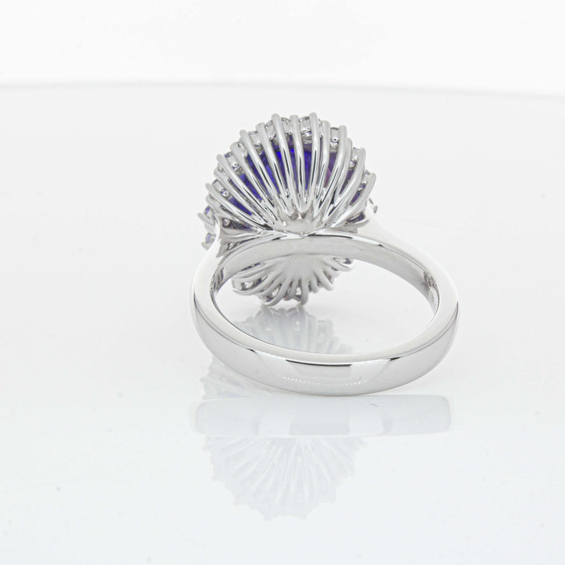 18ct White Gold 7.15ct Tanzanite & Diamond Belle Ring-Ring-Walker & Hall